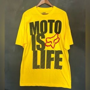 FOX RACING  XXL MOTO IS LIFE, Yellow Tee shirt, Never worn. Never washed 2XL